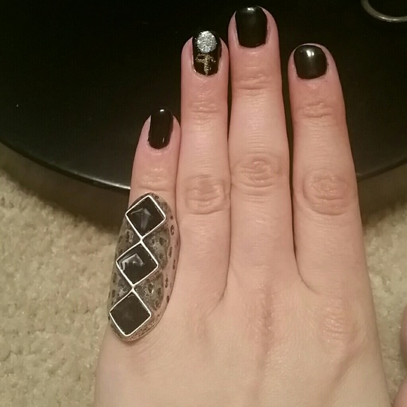 Unique black cocktail ring