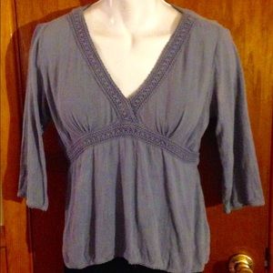Light Blue VNeck 3/4 Sleeved Blouse