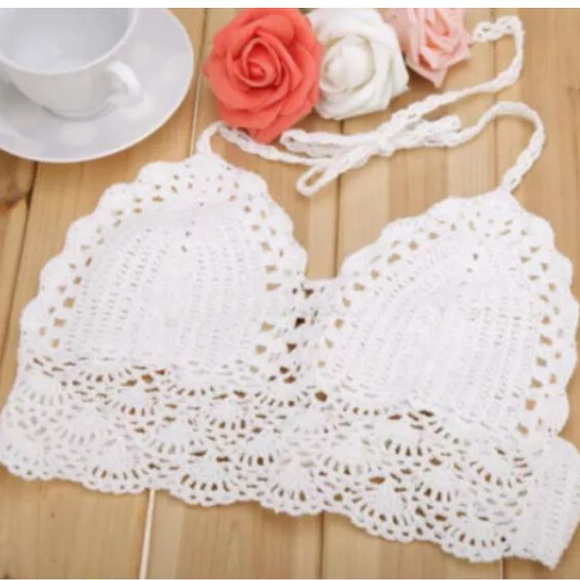 Tops - White Crochet bralet