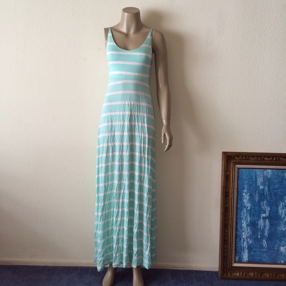 Forever 21 Dresses & Skirts - 🚫SOLD🚫 Mint Green Cream Striped Long Maxi Dress