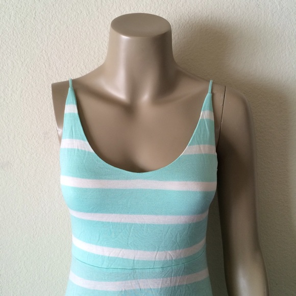 🚫SOLD🚫 Mint Green Cream Striped Long Maxi Dress - Picture 2 of 4