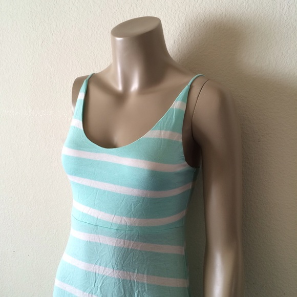 🚫SOLD🚫 Mint Green Cream Striped Long Maxi Dress - Picture 3 of 4