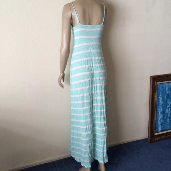 🚫SOLD🚫 Mint Green Cream Striped Long Maxi Dress - Picture 4 of 4