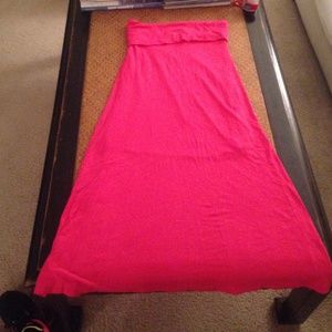 Boutique Bright Pink Fold Over Lined Maxi Skirt S