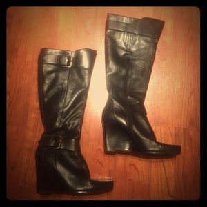 Nine West, black leather boots size 7.5.
