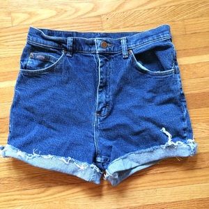 Dark washed high waisted shorts