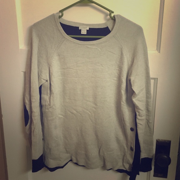 Black/Beige J. Crew sweater with side buttons