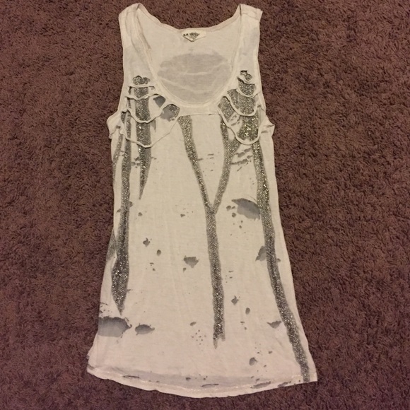 jeweled and ripped tank