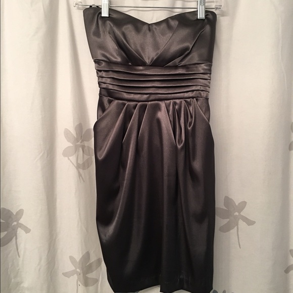 grey strapless dress