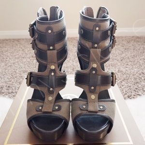 ASH Lyn gladiator wedge platform sandals military