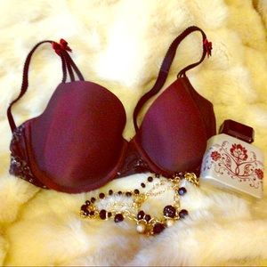 NWOT sexy wine and dark red bra!