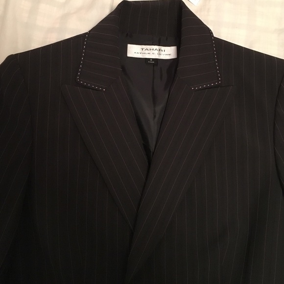 Tahari black blazer with pink stripe - Picture 3 of 4
