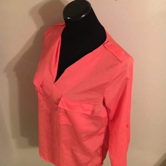 EUC coral long sleeve semi sheer Montana top small - Picture 2 of 4