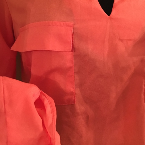 EUC coral long sleeve semi sheer Montana top small - Picture 3 of 4