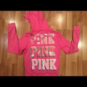 Vs Pink Sequined Hoodie