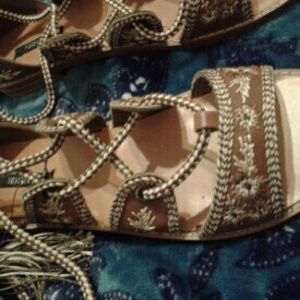 Embroided brown gladiator style sandals
