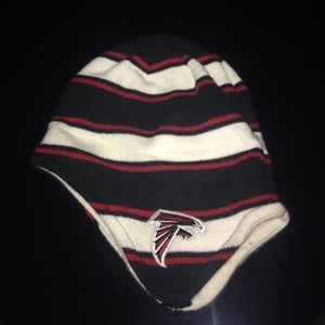 Striped Falcons beanie. Black and red.