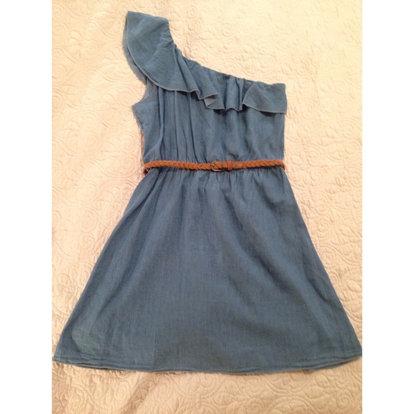Denim one shoulder dress