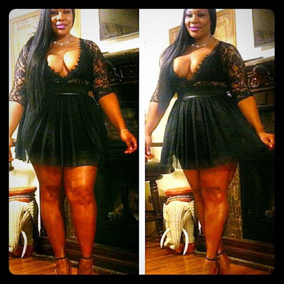 Sexy Black Lace Mini Twill Dress