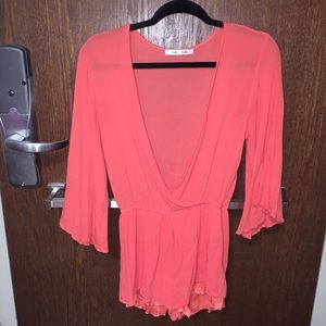 Pink Bell Sleeve Romper
