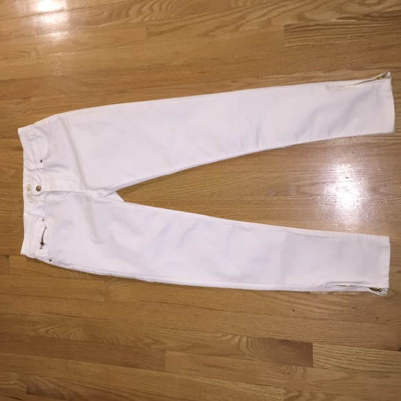 Zara White/ cream jeans with ankle zip detail