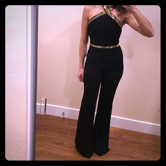 JVN black jump suit black with gold size 2