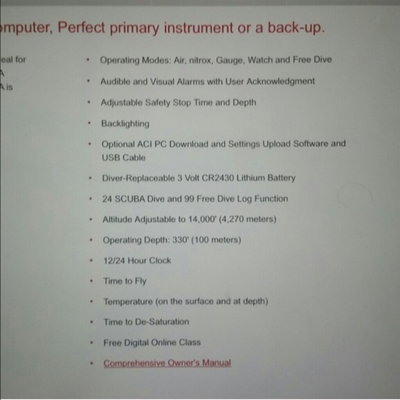 authentic Aeria Manta Dive computer - Picture 2 of 4