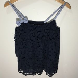 Abercrombie & Fitch Eyelet Tank Top Navy SMALL
