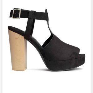 Black faux suede sandal