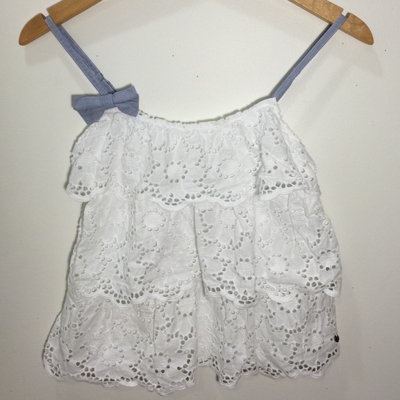 Abercrombie & Fitch Eyelet Tank Top White SMALL