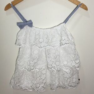 Abercrombie & Fitch Eyelet Tank Top White SMALL