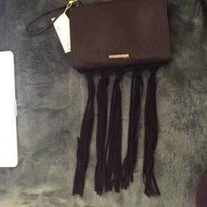 Black fringe clutch!