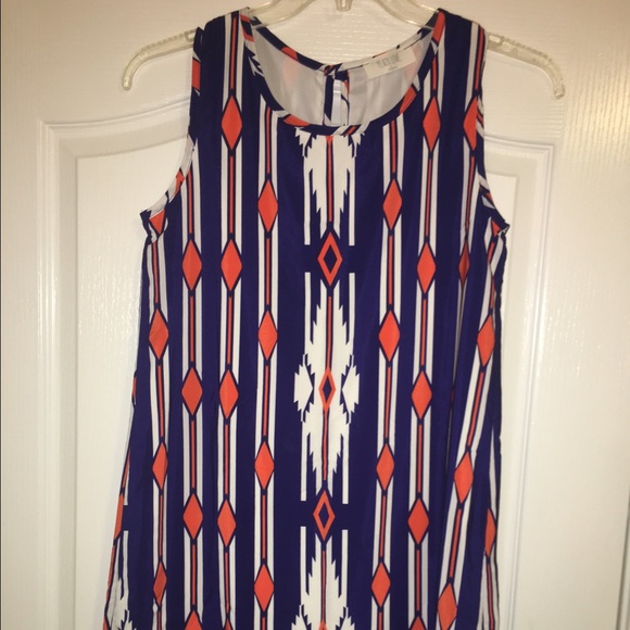 NWOT blue and orange shift dress