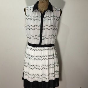 Forever 21 Pleated Dress Bird Print LARGE