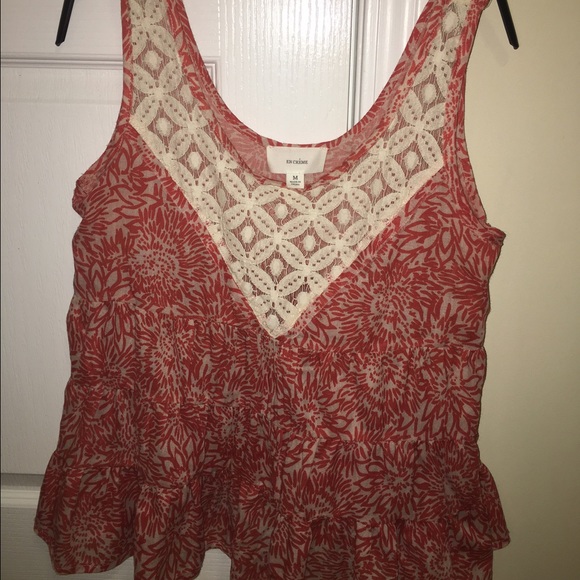 patterned orange and white with lace top