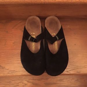 Black Suede Birkenstock Clogs Size 39