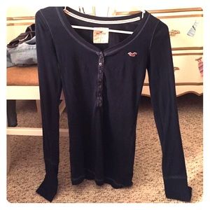 Long sleeve navy blue hollister shirt