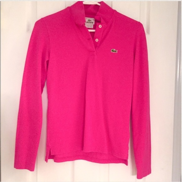 Hot pink Lacoste polo long-sleeves