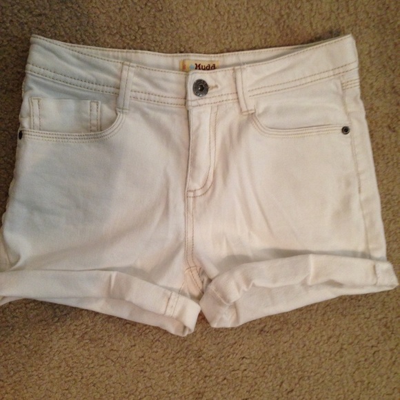 White Mid-Length Mudd Shorts