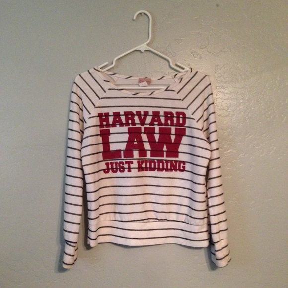 Black and White Striped Top with Red Lettering - Picture 1 of 3