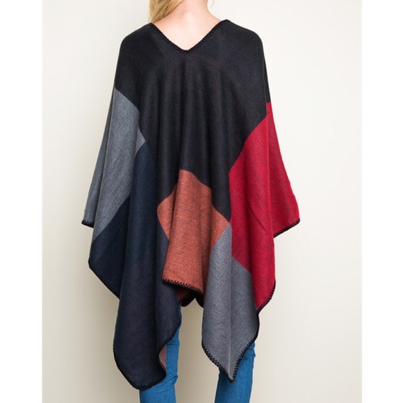 "Grain of Sand" Colorblock Poncho Shrug - Picture 2 of 3