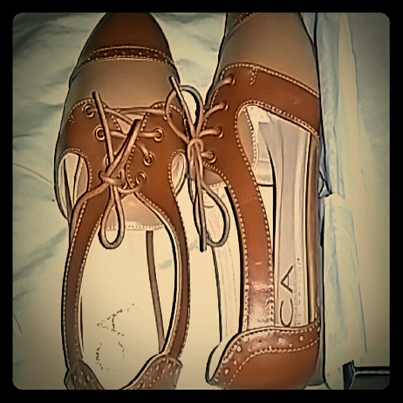 Cognac/Beige open sides Oxford shoes