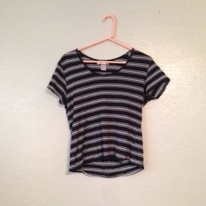 Navy Blue and White Striped Top