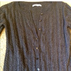 Angora hair ribbed cardigan