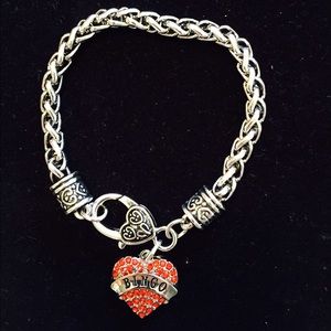 Bingo Crystal Heart Charm Bracelet