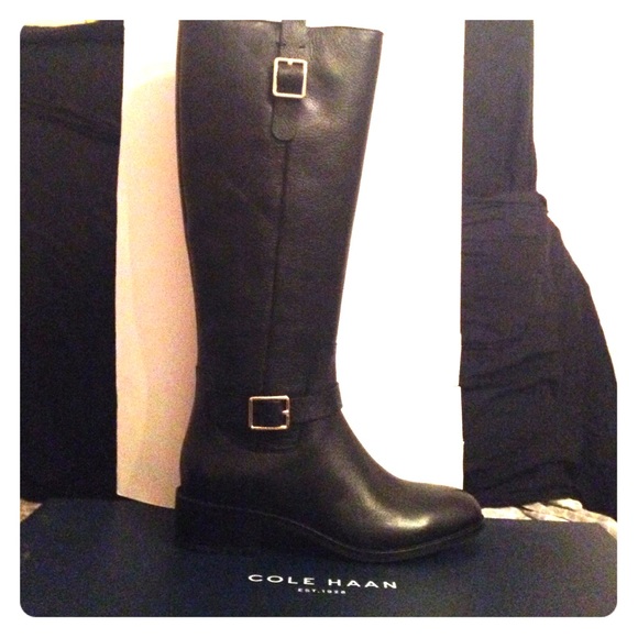 NEW COLE HAAN BLACK RIDING BOOTS