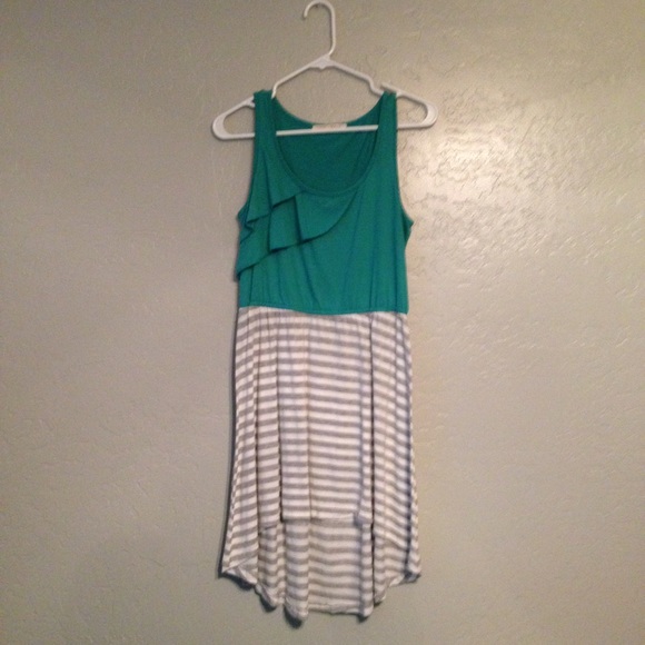 High Low Dress with Teal Top and Stripes