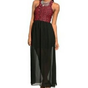 Floor length red/black maxi dress