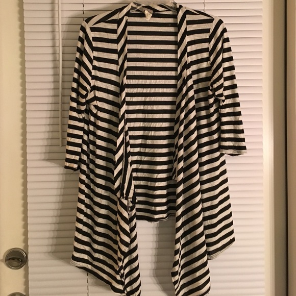 Striped open cardigan