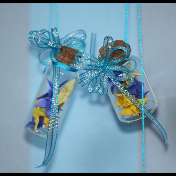 Miniature Origami Cranes in glass jars (as shown)